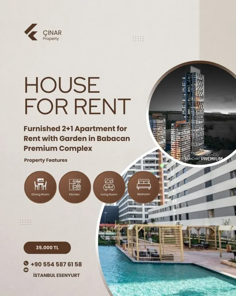 Babacan Premium'da Kiralık 2+1 Deniz Manzaralı Full Sıfır Eşyalı 